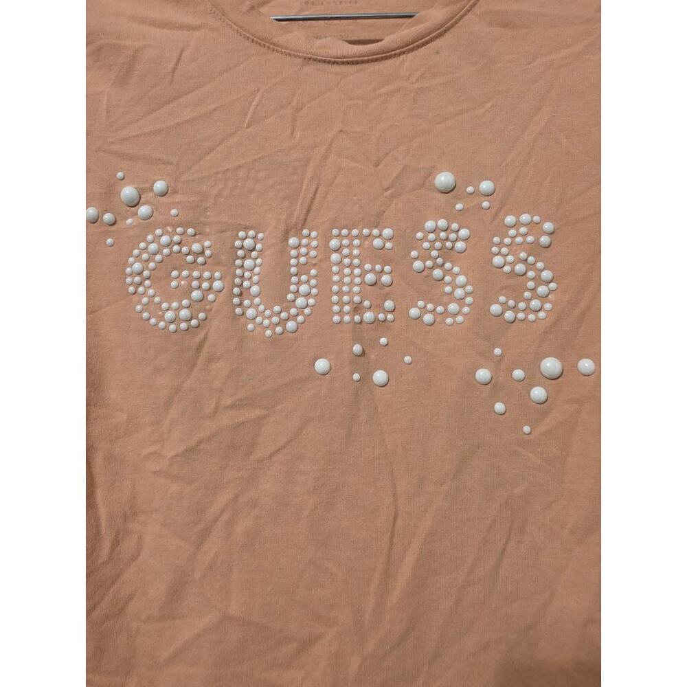 GUESS Peach Rhinestone Logo Baby Tee ✨ - Picture 2 of 6
